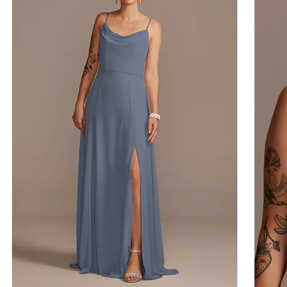 Bridesmaid Blue Floor Length Dress Tailored